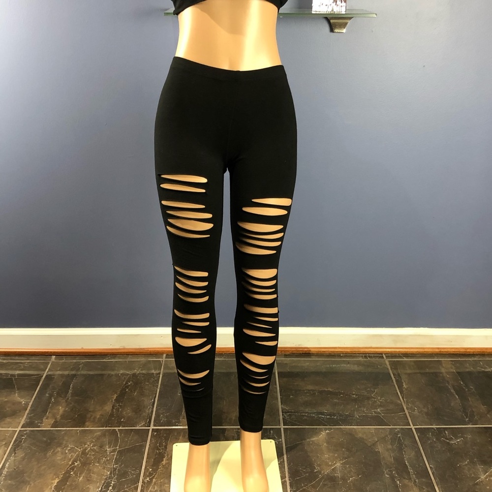 Fashion Nova Black Cut Out Leggings - Picture 2 of 8